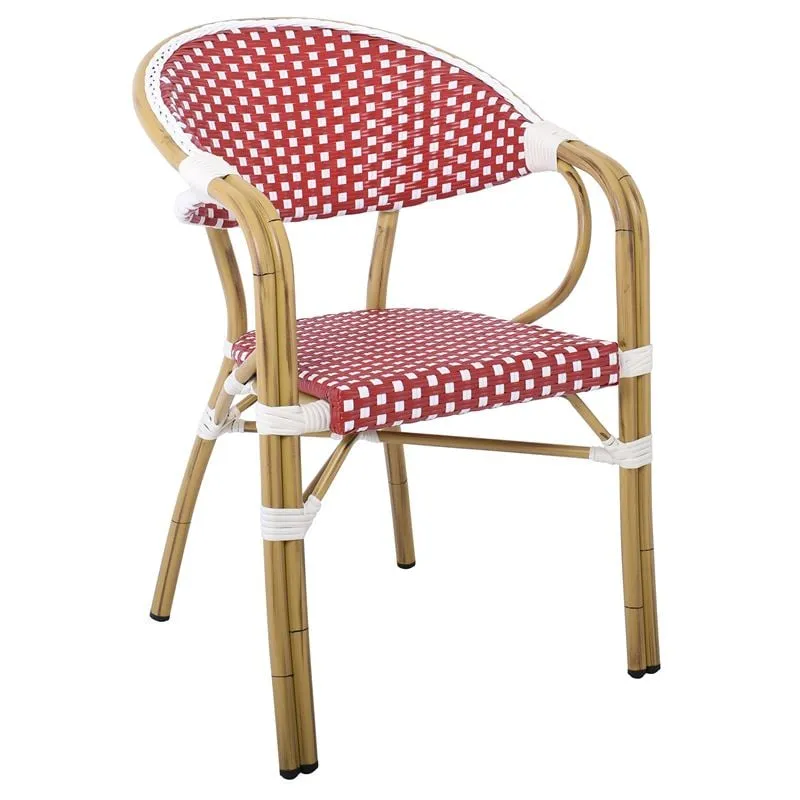 PARIS Armchair Alu Natural/Wicker White-Red