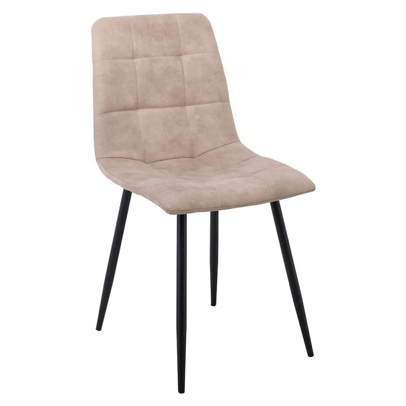 LYDIA Chair Metal Black, Beige Suede Fabric