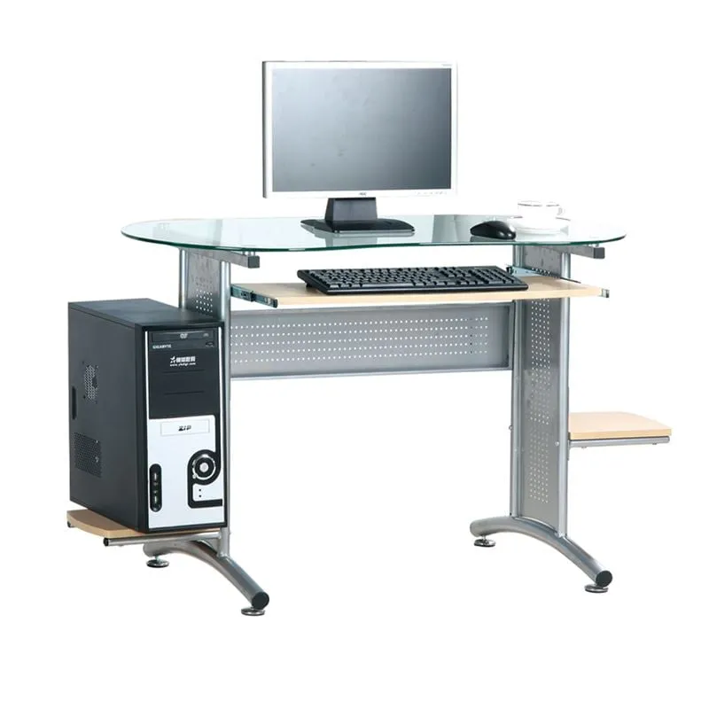 PC DESK Metal 132x59cm Silver/Glass