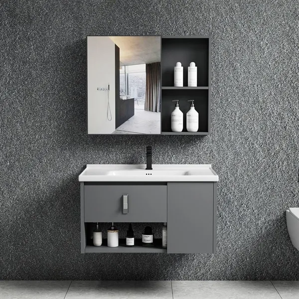 IDEA-2 Bathroom Set Grey (Countertop with sink and mirror) 60x47x45cm