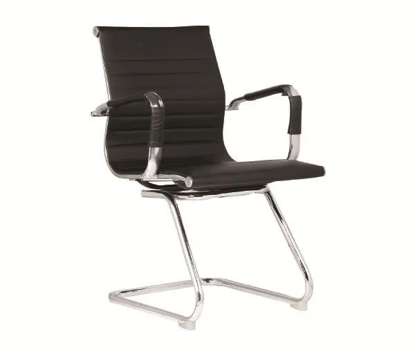 BF3300V Office Visitor Armchair Chromed Base, Black Pu