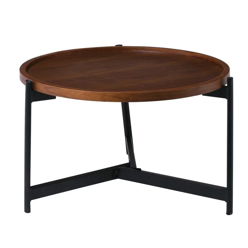 TOSS Coffee Table D.70 H.40cm Metal Black/Walnut