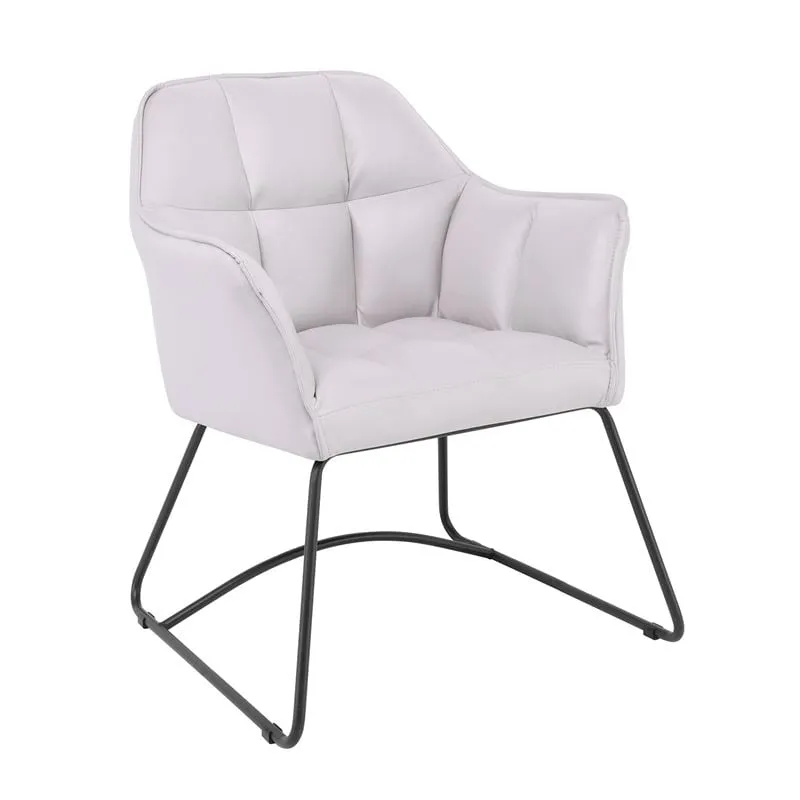 POLLY Armchair Metal Black/Suede Fabric Light Grey