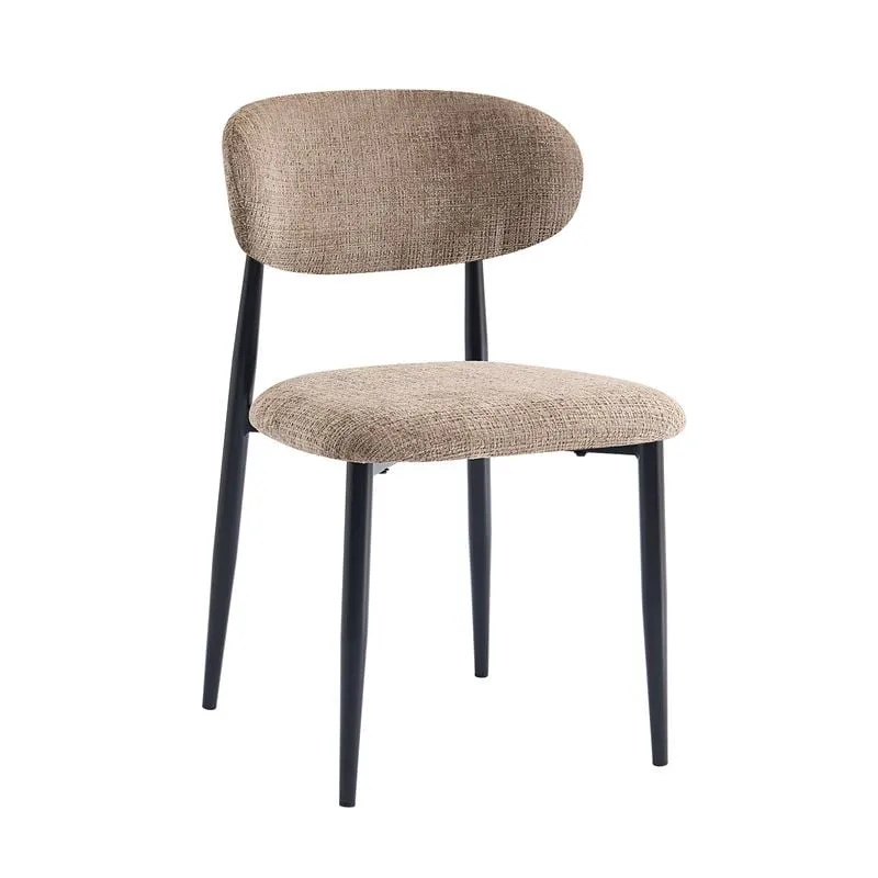 POINT Chair Black Metal, Brown Fabric