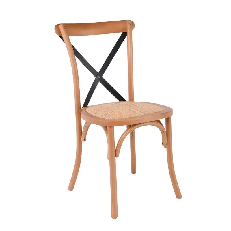 DESTINY Chair Metal Cross, Beech Natural, Rattan Seat
