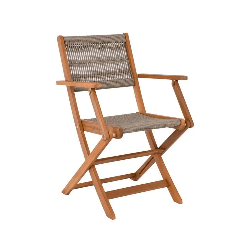 SPRING Folding Armchair Acacia Natural, Rope Wicker Beige