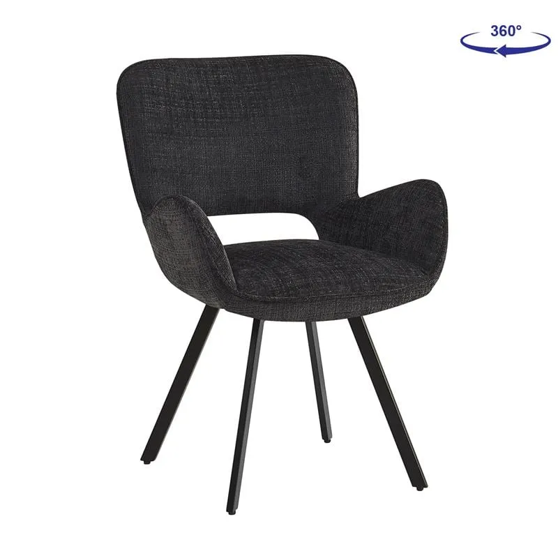 VETA Revolving Armchair Black Metal/Black Fabric