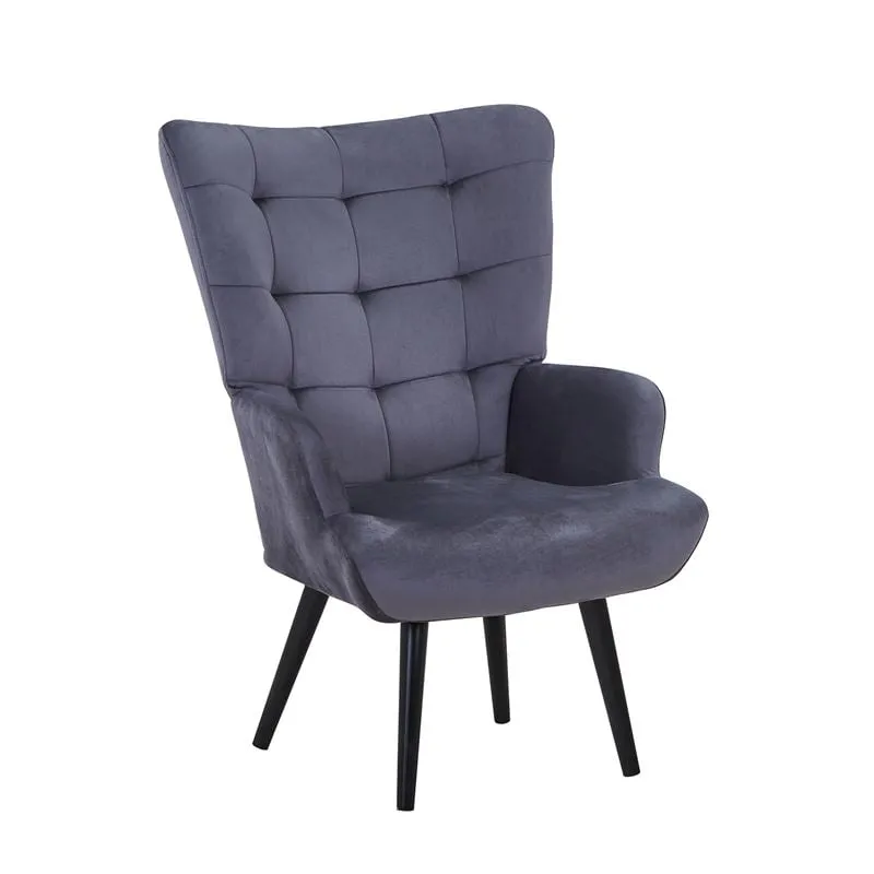 LOBBY Armchair Metal Black, Fabric Velure Dark Grey
