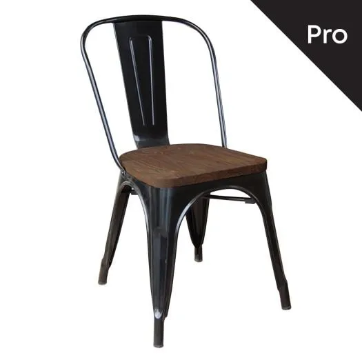 RELIX Wood Dark Oak Chair-Pro Metal Black