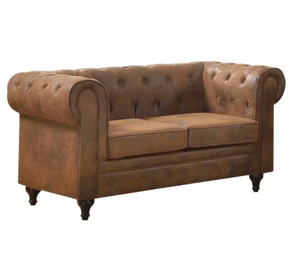 CHESTERFIELD York Kαναπές 2Θέσιος Σαλονιού - Καθιστικού, Ύφασμα Απόχρωση Καφέ Camel
