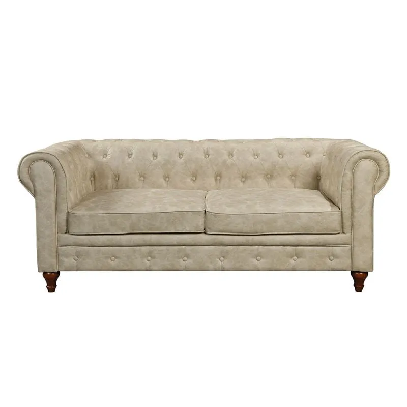 CHESTERFIELD York Kαναπές 3Θέσιος Σαλονιού - Καθιστικού, Ύφασμα Απόχρωση Μπεζ