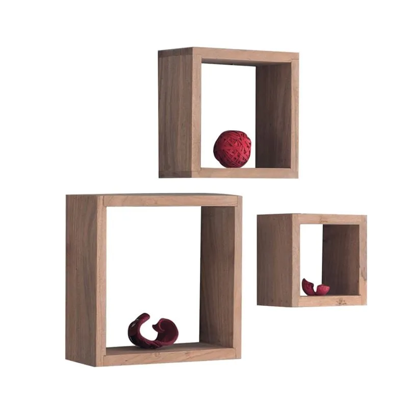 TRIO Box Wall Stand Set-3 Acacia Natural Finish