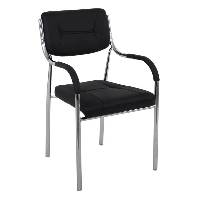 ALPHA Visitor Armchair/Chromed Frame/Black Pu