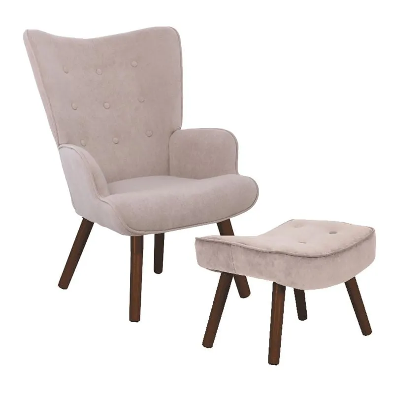 ALMA Set Armchair & Stool Walnut / Velure Light Brown (K/D)