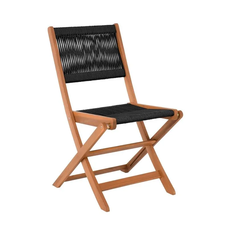 SPRING Folding Chair Acacia Natural, Rope Wicker Black