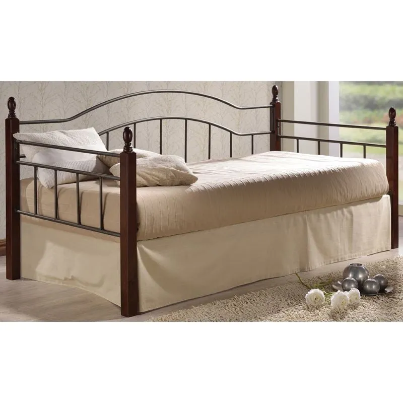 VINCENT Daybed 90x190 Metal Black/Wood Walnut