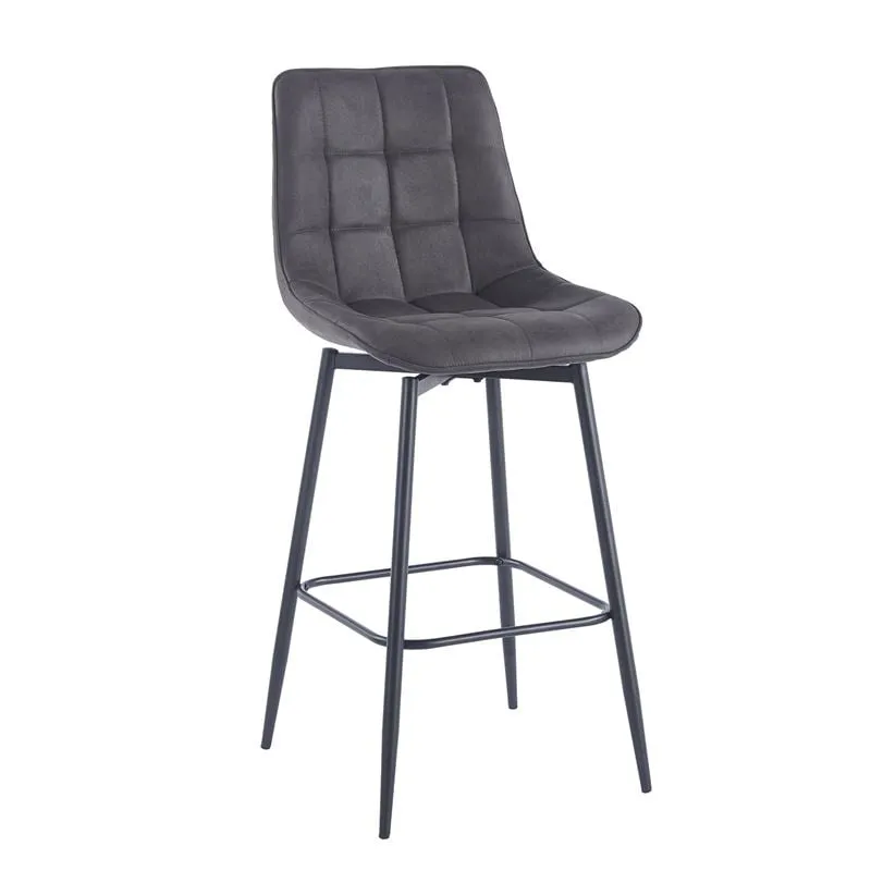MYRIAM Bar Stool Revolving Metal Black/Fabric Suede Anthracite