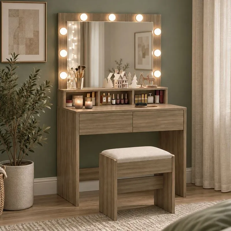 LUCY Dressing LED Table Set (with stool) 80x40x140 Sonoma