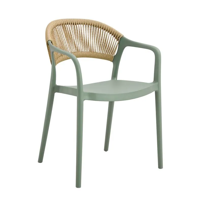 DONNA Armchair-Pro PP-UV Green/Rope Wicker Natural