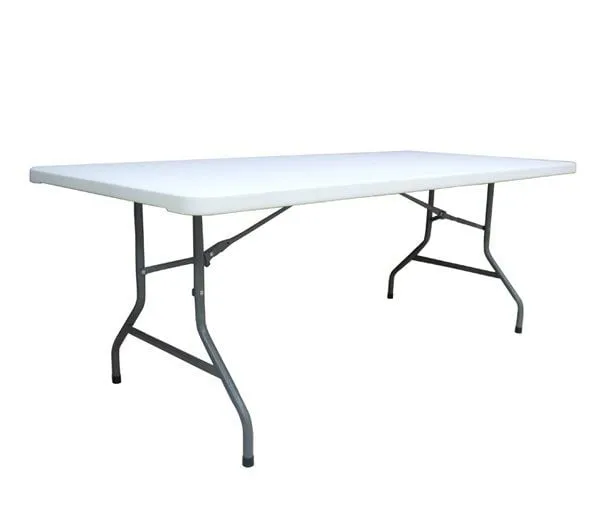 BLOW Τραπέζι Catering Πτυσσόμενο, Μέταλλο Βαφή Γκρι, HDPE Άσπρο 45mm