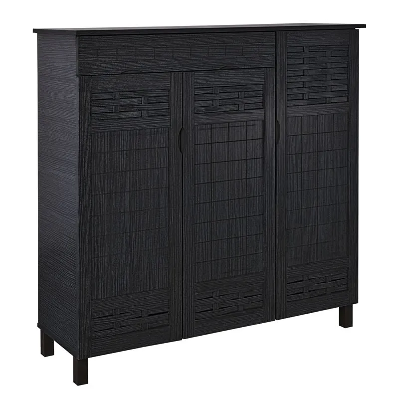 SHOE CABINET 3 Doors, 1 Drawer 115x38x119cm Zebrano