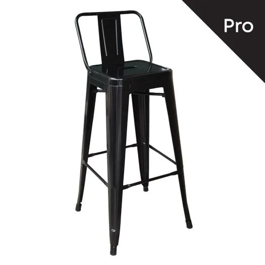 RELIX Bar Stool-Pro w/Back Metal Black