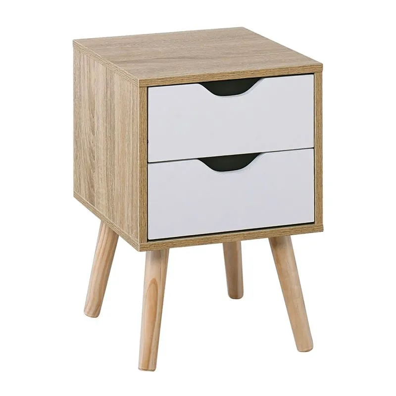 ALINA Bedside 29x29x44 Sonoma/White (natural color legs)