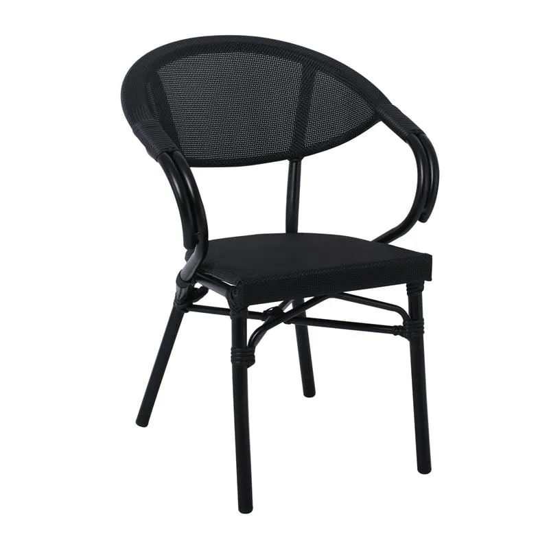 COSTA Dining Armchair Alu Black/Textilene Black