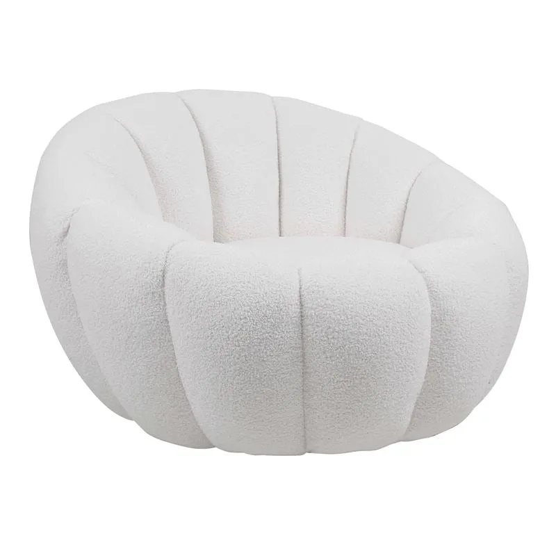 BEVERLY Armchair Teddy White Fabric