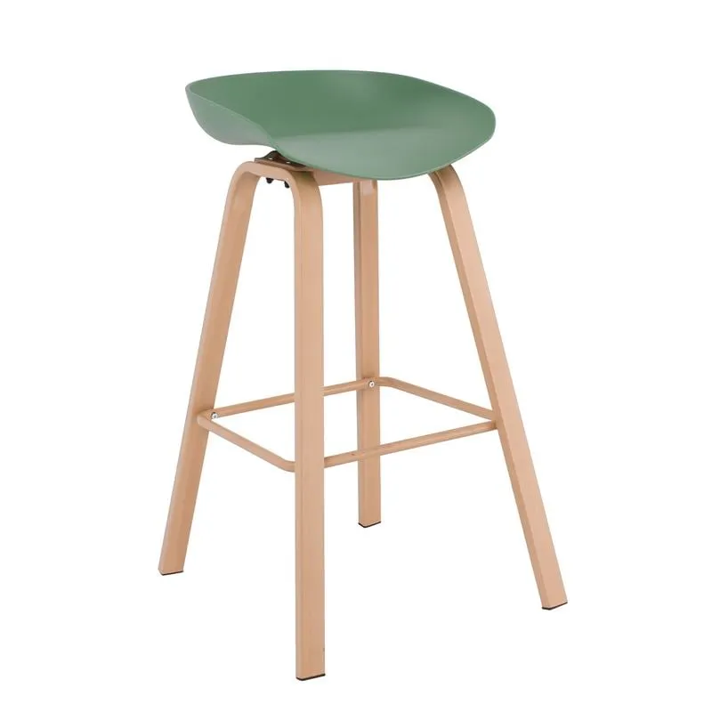 PENT Bar Stool Metal Natural Color, PP Green