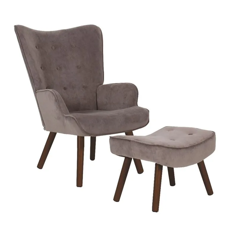 ALMA Set Armchair & Stool Walnut / Velure Brown (K/D)