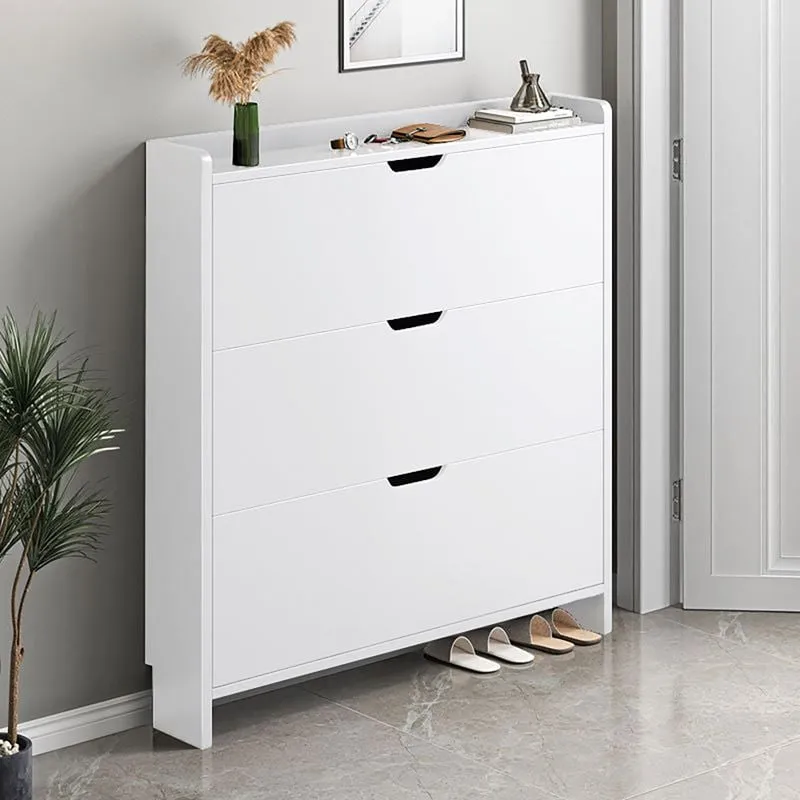 SHOE CABINET 80x17x115cm MDF-Melamine White