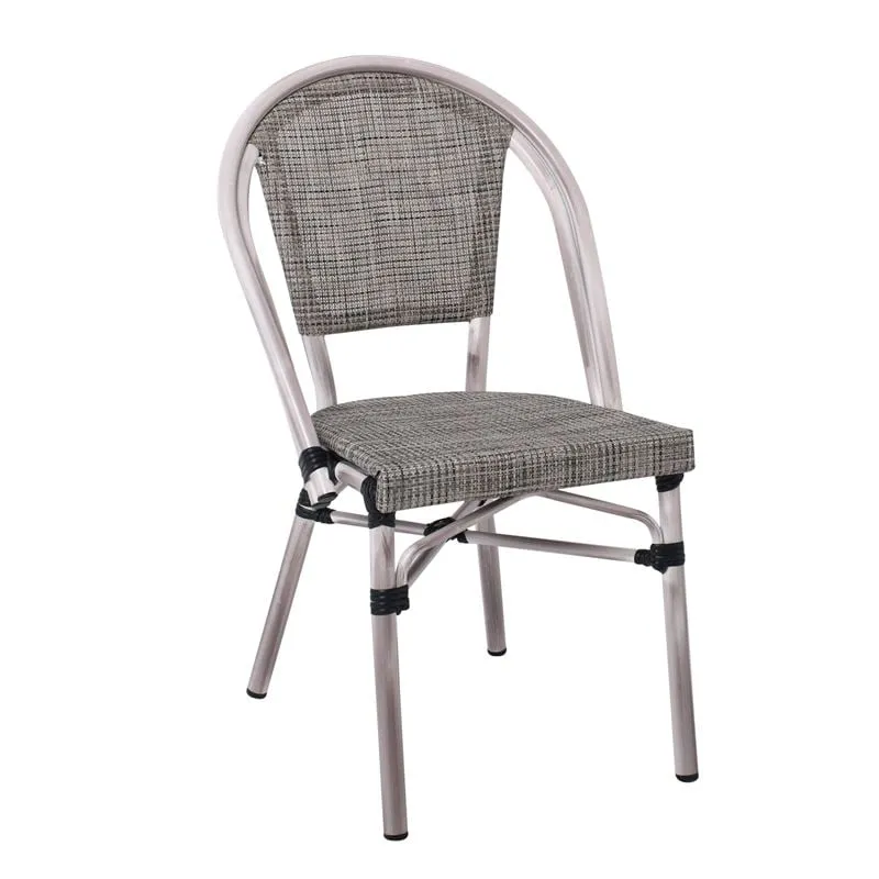 COSTA Dining Chair Alu Antique Grey/Textilene Beige