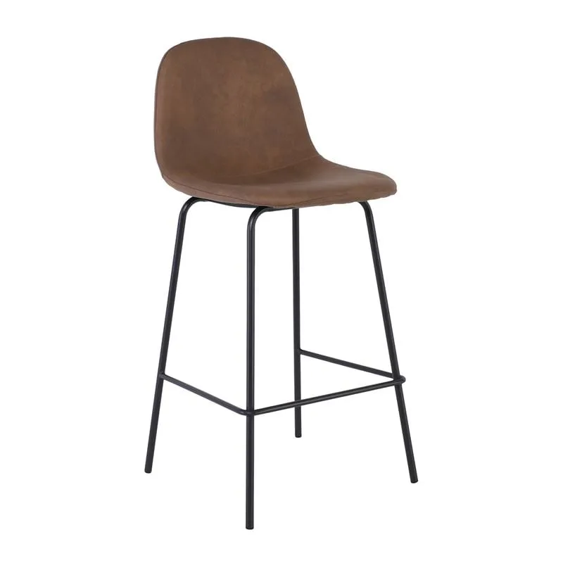 CELINA Σκαμπό BAR με Πλάτη, Κάθισμα Η.67cm, Μέταλλο Βαφή Μαύρο, Ύφασμα Suede Καφέ