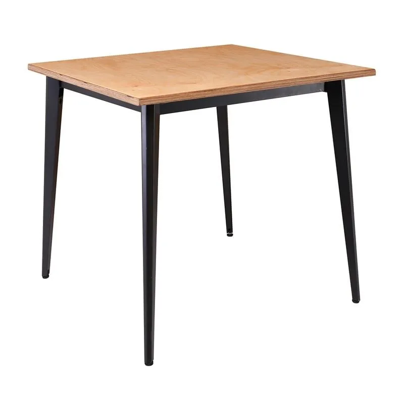 VIDAL Table 80x80cm Metal Black, Plywood Impregnation Natural