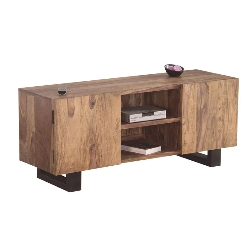 NELSON TV Board 130x43x58 Acacia Natural Finish (Black Paint)