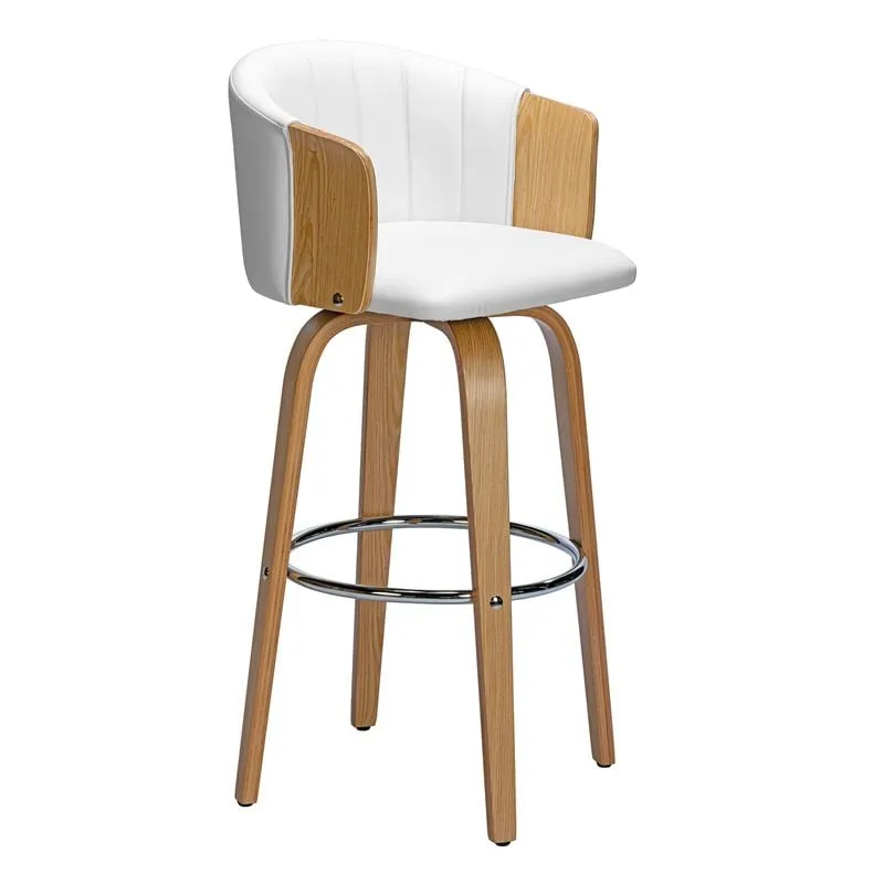 ENZO Bar Stool Natural/Pu White