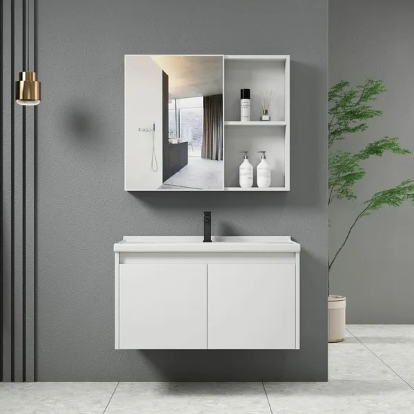 IDEA-1 Bathroom Set White (Countertop with sink and mirror) 60x47x45cm