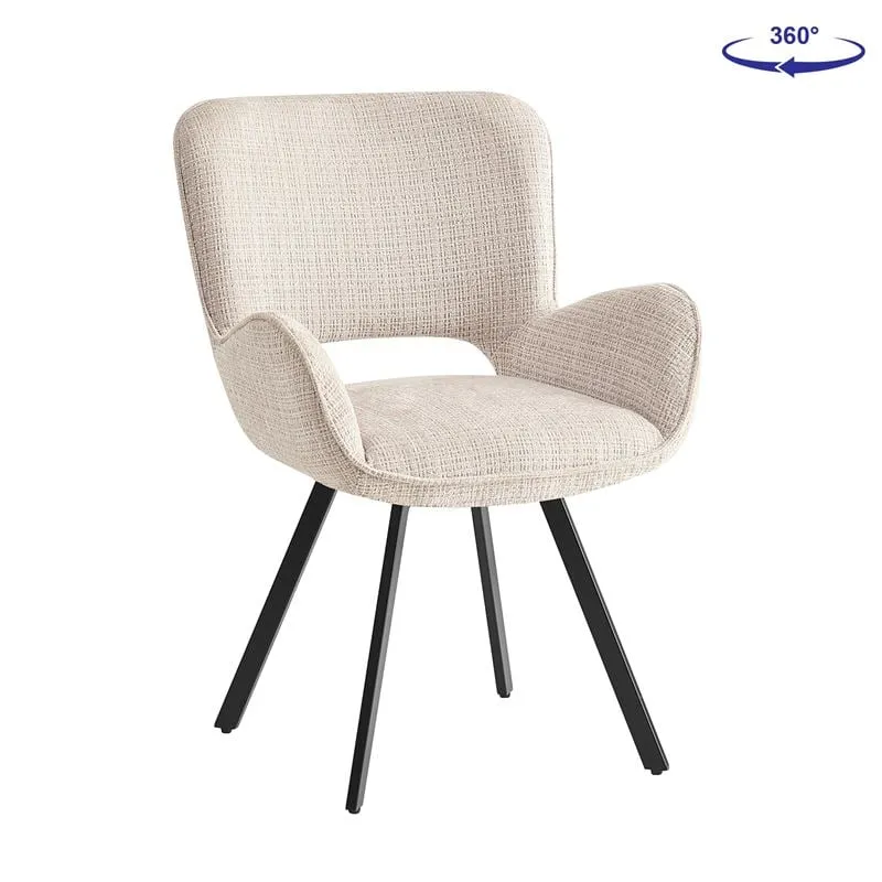 VETA Revolving Armchair Black Metal/Beige Fabric