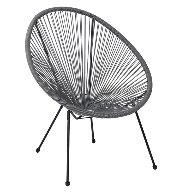 ACAPULCO Armchair Black Metal, Grey Plastic Rattan