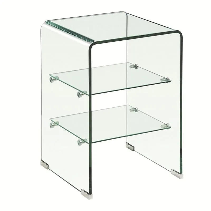 GLASSER Clear Bedside with Shelves 40x40x60cm Clear 10/5mm Glass