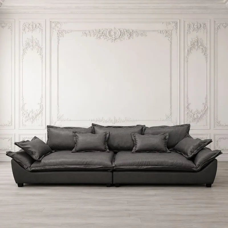 DARBY 4-Seater Sofa Dark Grey Nabuk Fabric
