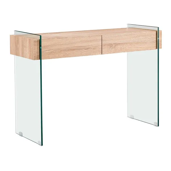 GLASSER Wood Console Clear 12mm Glass/Sonoma 110x40x76cm