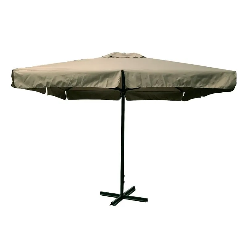 UMBRELLA 4x4m Alu Anthracite/Fabric Beige(250gr)/with base (heavy duty)