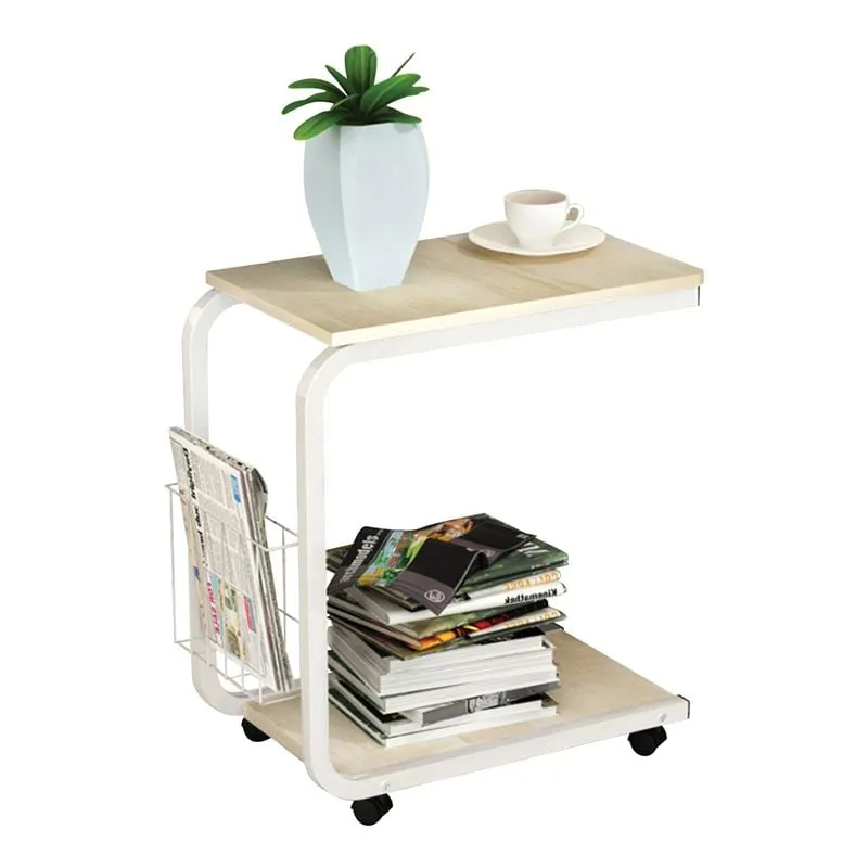 LAP Side Table 56x30x59cm Metal White/Maple