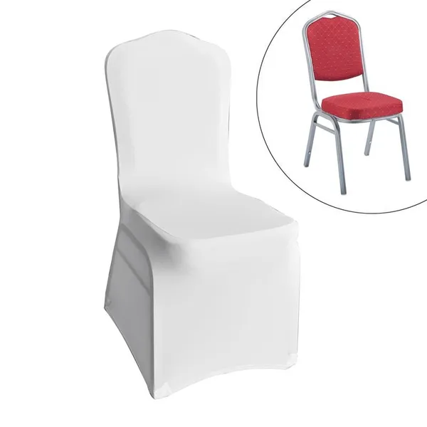 HILTON Banquet Chair/Silver Metal Frame/Red Fabric, Cover White