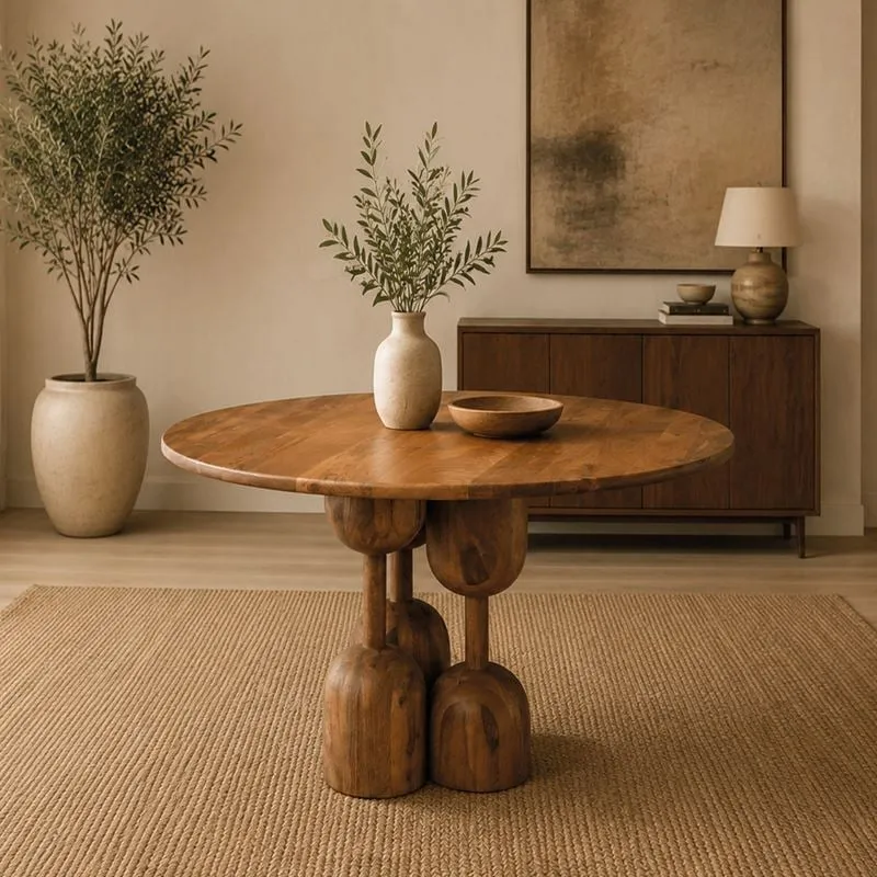 MYSORE Round Dining Table D.120cm, Mango Smoke Walnut