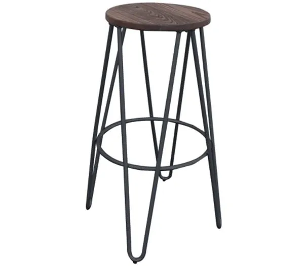 ARCO Wood Dark Oak Bar Stool Metal Black