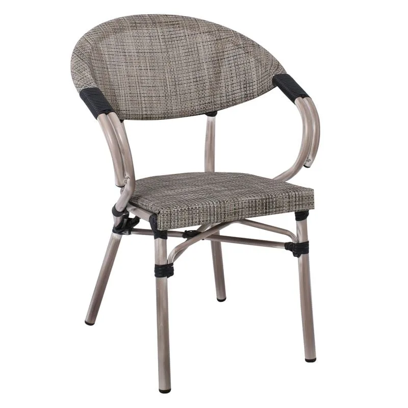 COSTA Dining Armchair Alu Antique Grey/Textilene Beige