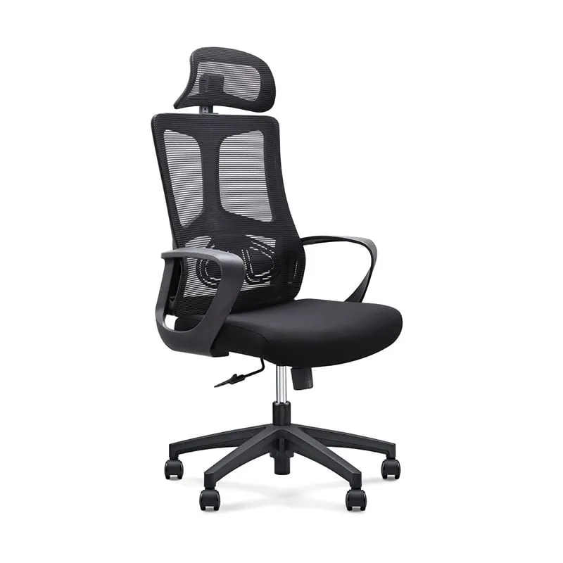 BF8600 Πολυθρόνα Γραφείου Διευθυντή, Mesh Μαύρο, Ύφασμα Μαύρο